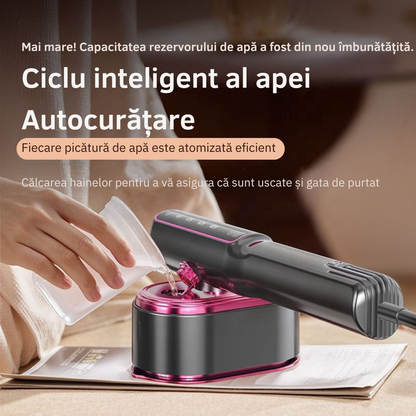 SteamFY Steamer Portabil Profesional – Aparat de Calcat cu Abur 2 in 1, Afisaj Digital, Putere 1200W