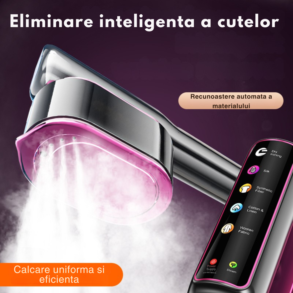 SteamFY Steamer Portabil Profesional – Aparat de Calcat cu Abur 2 in 1, Afisaj Digital, Putere 1200W