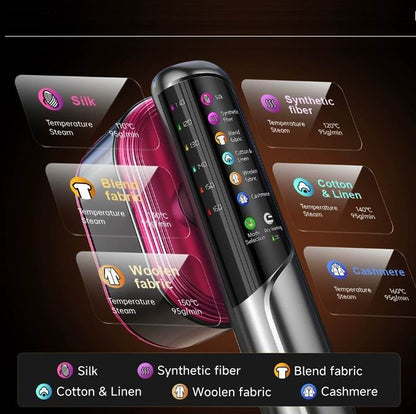 SteamFY Steamer Portabil Profesional – Aparat de Calcat cu Abur 2 in 1, Afisaj Digital, Putere 1200W