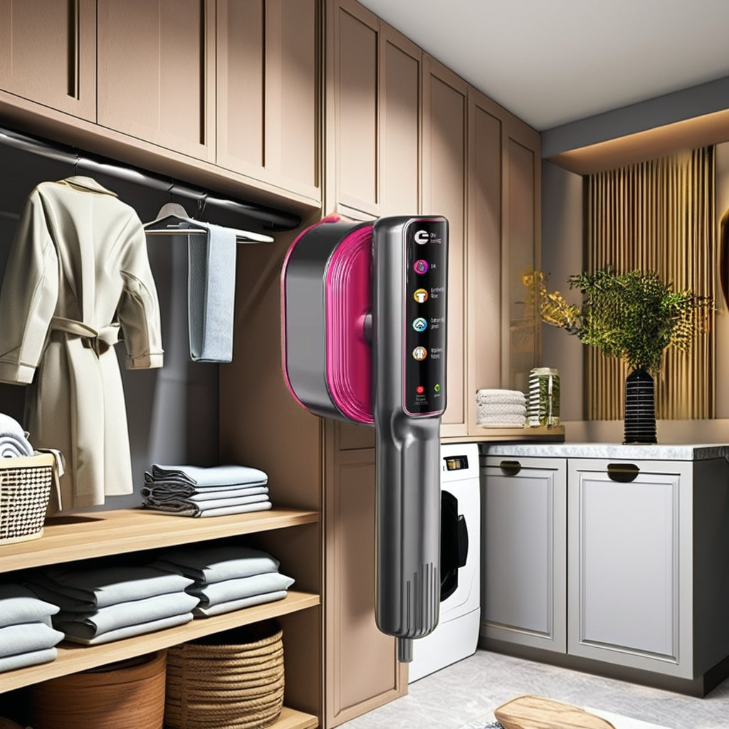 SteamFY Steamer Portabil Profesional – Aparat de Calcat cu Abur 2 in 1, Afisaj Digital, Putere 1200W