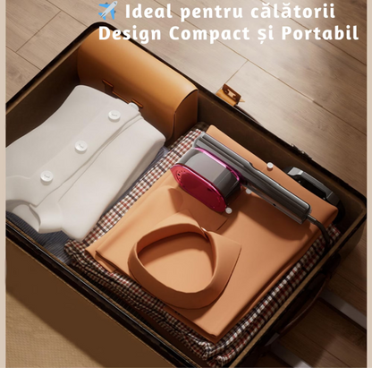 SteamFY Steamer Portabil Profesional – Aparat de Calcat cu Abur 2 in 1, Afisaj Digital, Putere 1200W